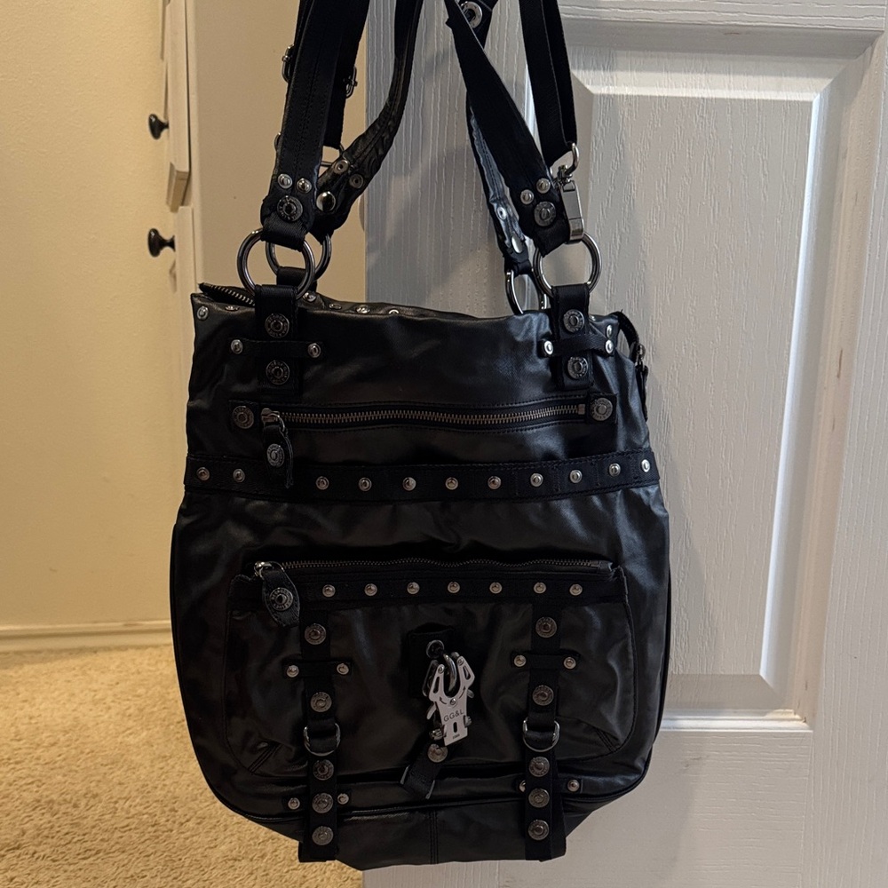 Elegant Black Studded Shoulder Bag